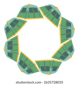 Acampamento tenda círculo quadro. Limite de tenda simples. Acampamento abrigo na natureza nas férias de verão. Ilustração de vetor plano de aventura ao ar livre isolada no fundo branco