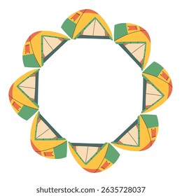 Acampamento tenda círculo quadro. Limite de tenda simples. Acampamento abrigo na natureza nas férias de verão. Ilustração de vetor plano de aventura ao ar livre isolada no fundo branco