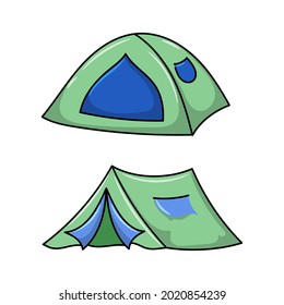 Camping tienda Ilustración vectorial de color con un estilo de dibujo manual sencillo