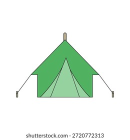 Icono de colores de la tienda de campaña, Ilustración vectorial sobre fondo blanco