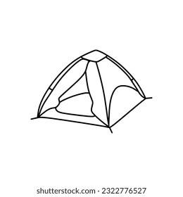 Camping tent or dome tent icon in outline mode. Vector illustration of summer camping equipment in trendy style. Editable graphic resources for many purposes.