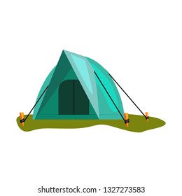 Camping tent. Dome, shelter, canvas. Camping concept. Vector illustration can be used for topics like trekking, tourism, campsite