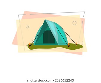 Camping tent. Dome, shelter, canvas. Camping concept. Vector illustration can be used for topics like trekking, tourism, campsite