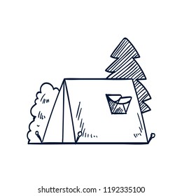camping tent doodle art