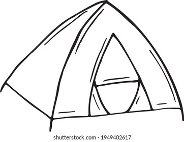 Camping Tent drawn vector doodle illustration. Camping element. Isolated on white background. Hand drawn simple element svg