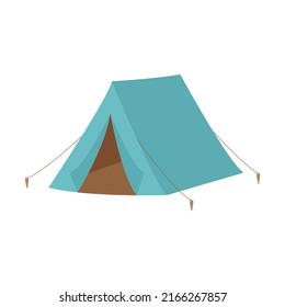 Camping tent. Equipment for picnics, outdoor recreation, travel, hiking. Flat vector illustration isolated on a white background.