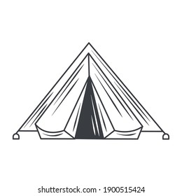 camping tent equipment, sketch style design vector illustration