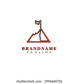 camping tent with flag logo design cartoon icon modern vector illustration