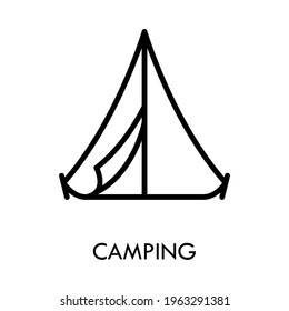 Camping tent flat line icon. Sport and tourism simple vector illustration. Outline sign for mobile concept and web design, store.