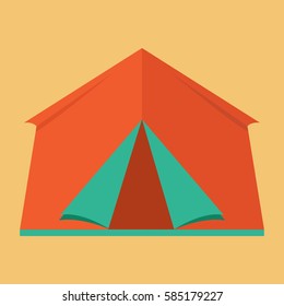 Camping tent flat style illustration.