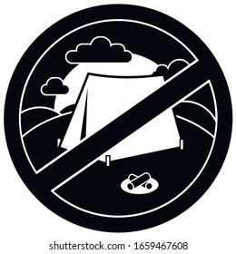 Camping tent in the forest. Among with nature. No sign. No camping. Vector stock illustration.