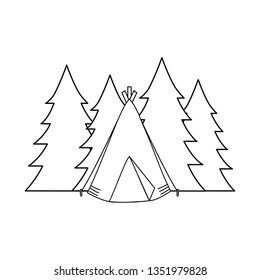 camping tent with forest landscape