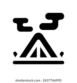 camping tent glyph icon. Strong and solid vector icon for websites, mobile interfaces, presentations, and visual branding. High quality and easy to edit.