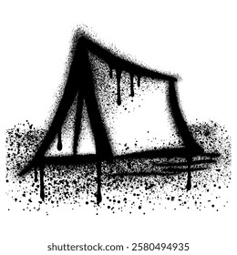 camping tent graffiti with black spray paint. vector illustration.