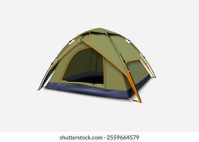 Camping tent green color realistic on white background for decoration