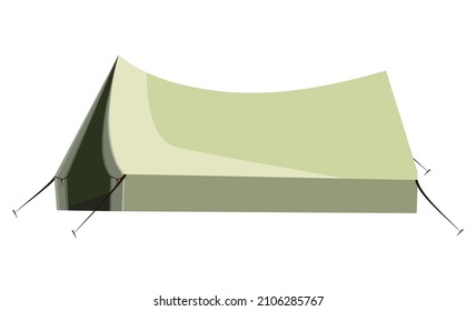 Camping tent green. Isolated. White background. Tourism. Camping. Hike. Vector stock illustration.