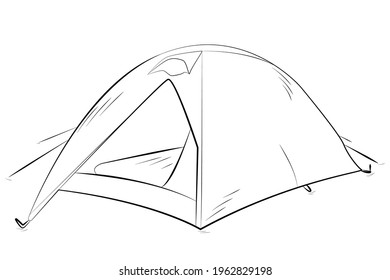 camping tent hand drawing icon isolated on white background. Vector