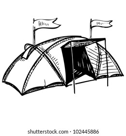 Camping tent. Hand drawing sketch vector illustration svg