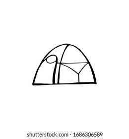 Camping tent. Hand drawing sketch vector illustration isolated on white background svg