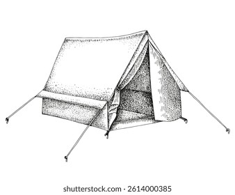 Camping tent hand drawn vector illustration