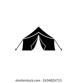Camping tent icon black silhouette graphic