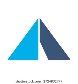 Camping tenda ícone azul plano vetor projeto exterior abrigo acampamento símbolo natureza aventura turismo elemento gráfico sinal
