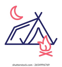 Camping Tent Icon Color Vector Illustration