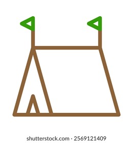 Camping tent icon. Concept of outdoor recreation, adventure, and travel.