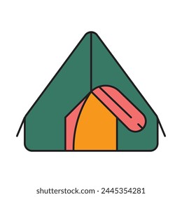 Camping Tent Icon Design. with a simple line and color illustration design