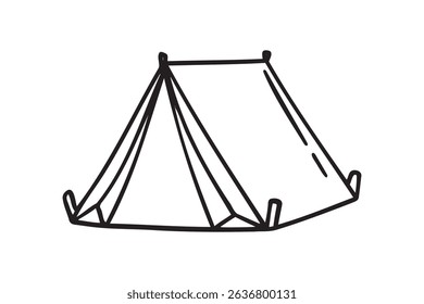 Camping tent icon doodle hand drawn. Outline line drawing clipart symbol. Vector illustration