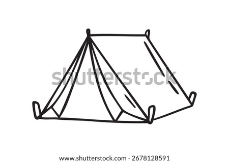 Camping tent icon doodle hand drawn. Outline line drawing clipart symbol. Vector illustration