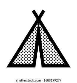 Camping Tent. Icon Filled with Dots.