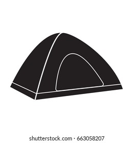Camping tent icon flat black