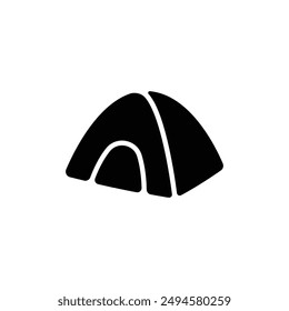 Camping tent icon. Flat silhouette version.