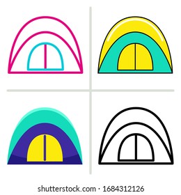 Icono de tienda de campaña. Ilustración de elemento gráfico sobre fondo blanco.