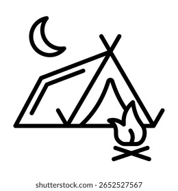 Camping Tent Icon Line Vector Illustration