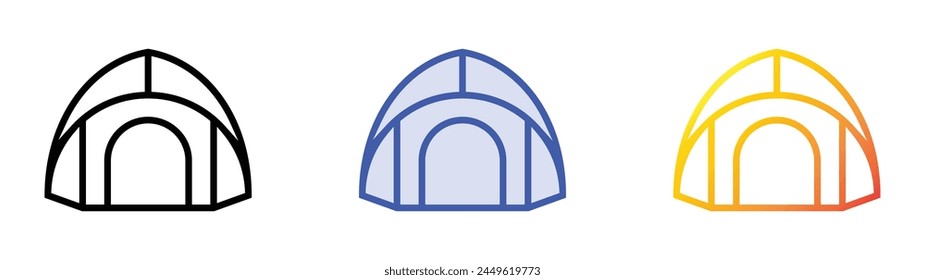 camping tent icon. Linear, Blue Fill and Gradient Style Design Isolated On White Background