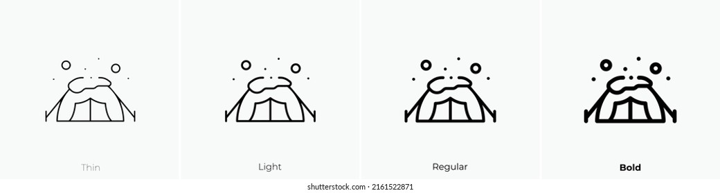 camping tent icon. Linear style sign isolated on white background. Vector illustration.