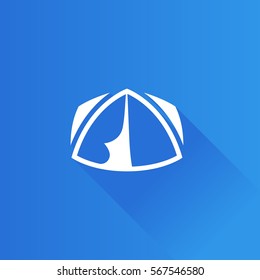 Camping tent icon in Metro user interface color style. Shelter vacation travel