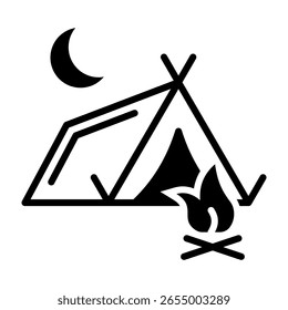 Ilustração de vetor misto do ícone da tenda de acampamento