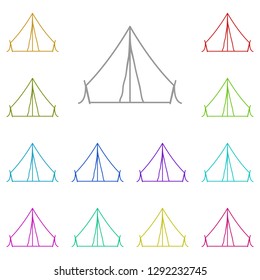 Camping tent icon in multi color. Simple thin line, outline vector of Camp icons for UI and UX, website or mobile application