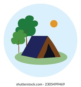 Camping tent icon. Outdoor camp tent
