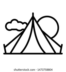 Camping tent icon. Outline camping tent vector icon for web design isolated on white background