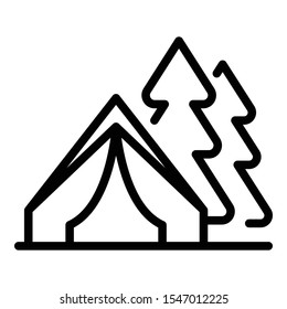 Camping tent icon. Outline camping tent vector icon for web design isolated on white background