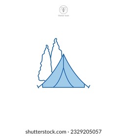 Icono de cartón de camping ilustración vectorial aislada en fondo blanco