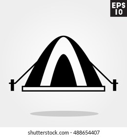 Camping tent icon in trendy flat style isolated on grey background. Id card symbol for your design, logo, UI. Vector illustration, EPS10.