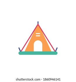 camping tent icon vector flat design. colored flat icon. isolated on white background