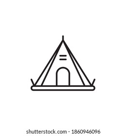 camping tent icon vector outline design. camping equipment line icon. isolated on white background