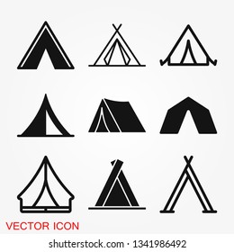 Camping tent icon vector sign symbol for design