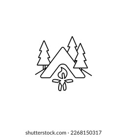 diseño de fondo blanco del icono de la tienda de campaña